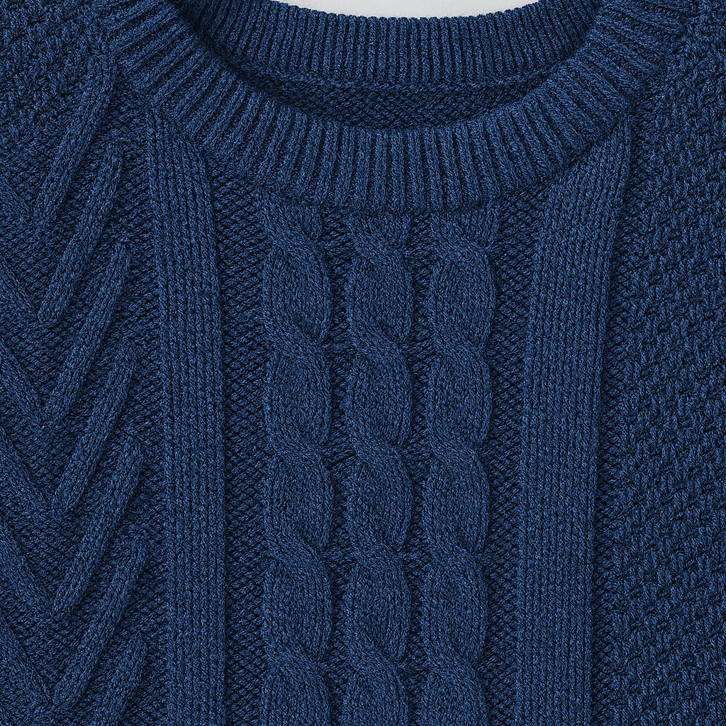Textured cable-knit crewneck sweater.